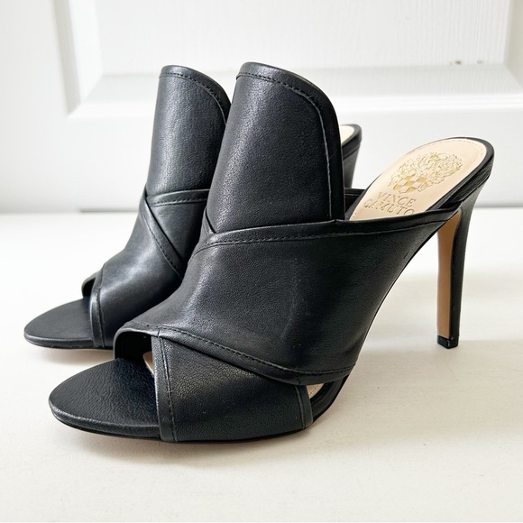Vince Camuto Kazzia Black Leather Heeled Mules Open Toe Stilleto Size 8 UNWORN - Picture 5 of 16